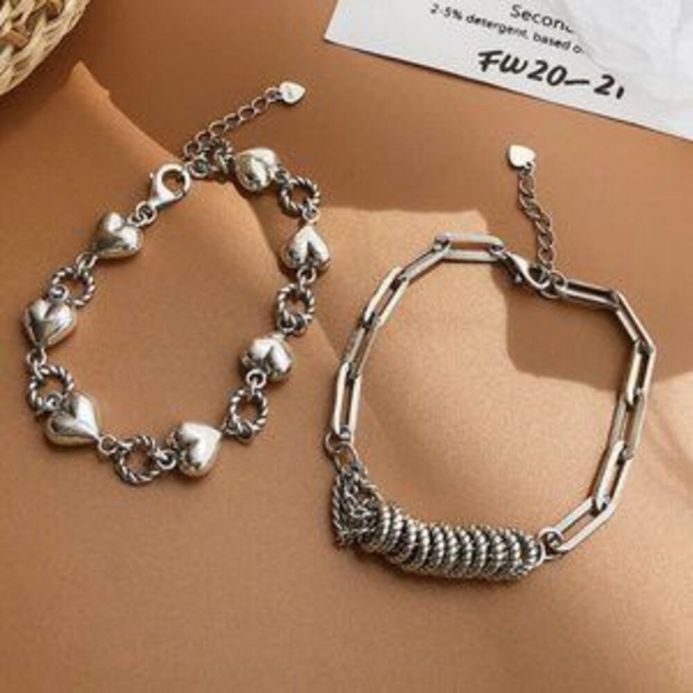 *NEW 925 Sterling Silver Vintage Link Bracelet B - Picture 2 of 5